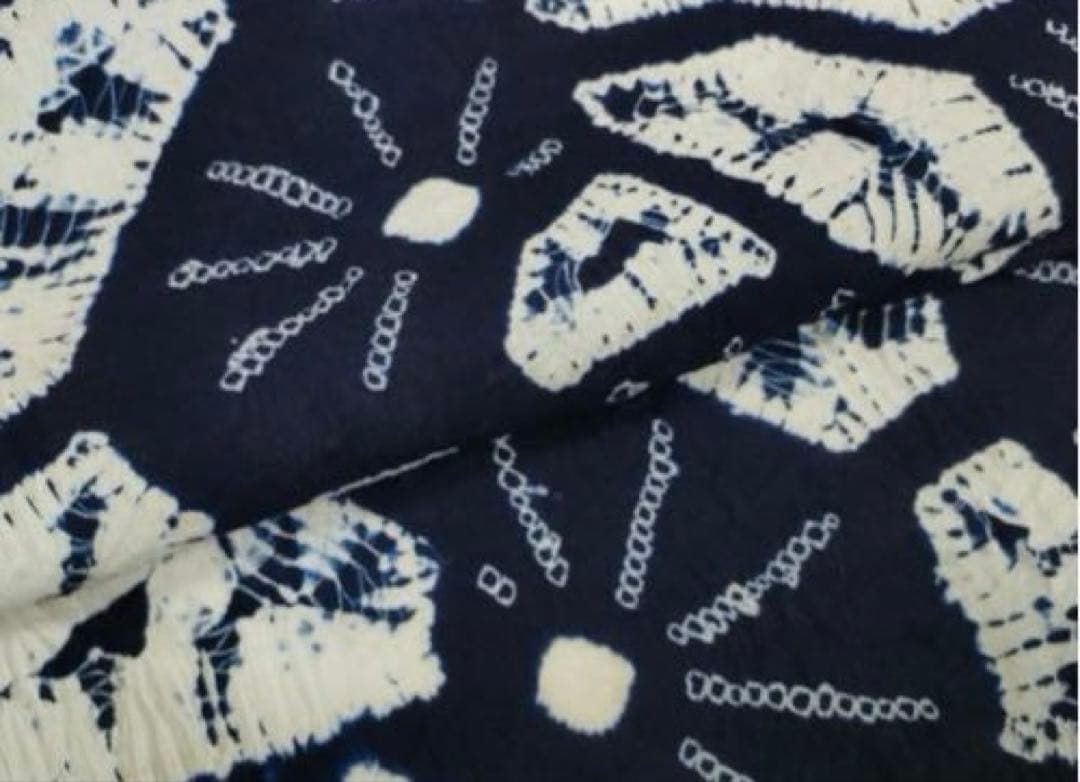 浴衣　有松鳴海絞り　反物　着尺　絞り　花尽くし　綿　逸品　新品未使用　紺