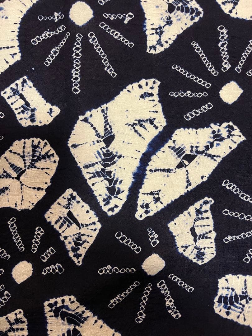 浴衣　有松鳴海絞り　反物　着尺　絞り　花尽くし　綿　逸品　新品未使用　紺