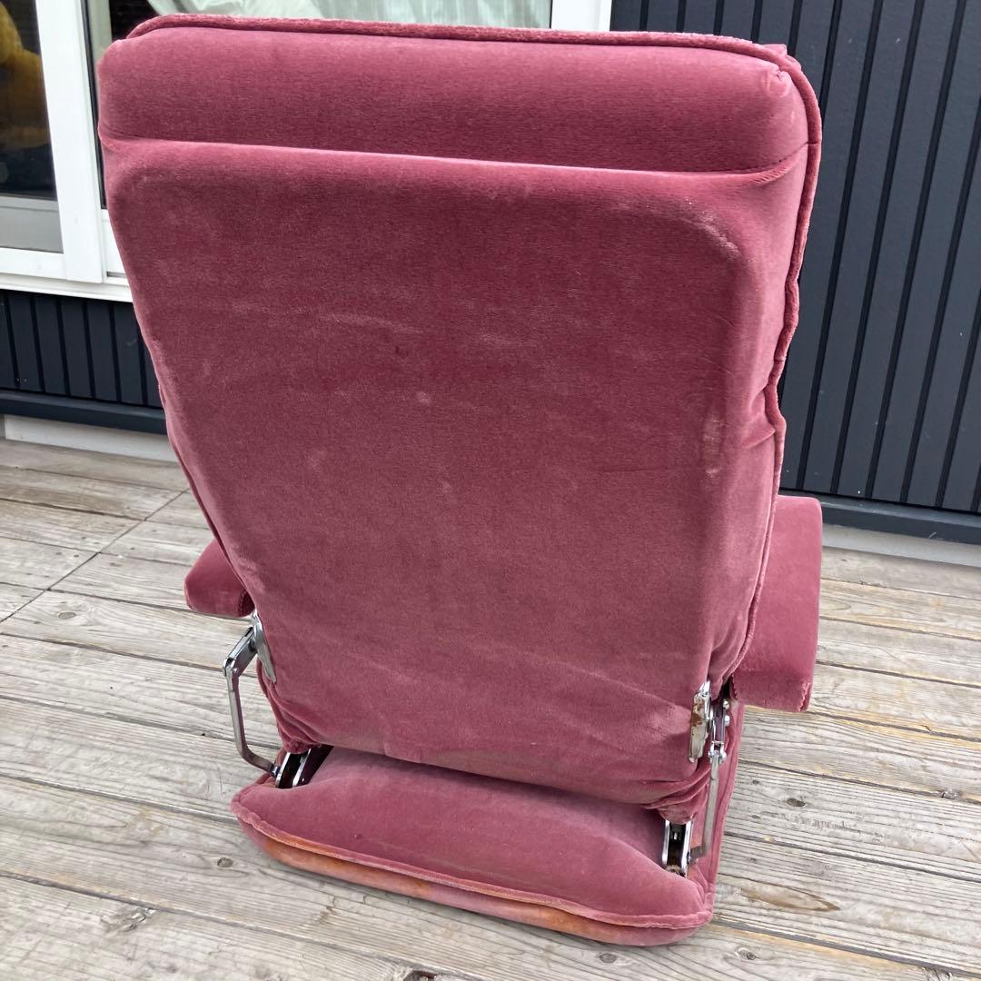 昭和レトロ 光家具 アームレスト付き リクライニングチェア ベロア座椅子 ピンク