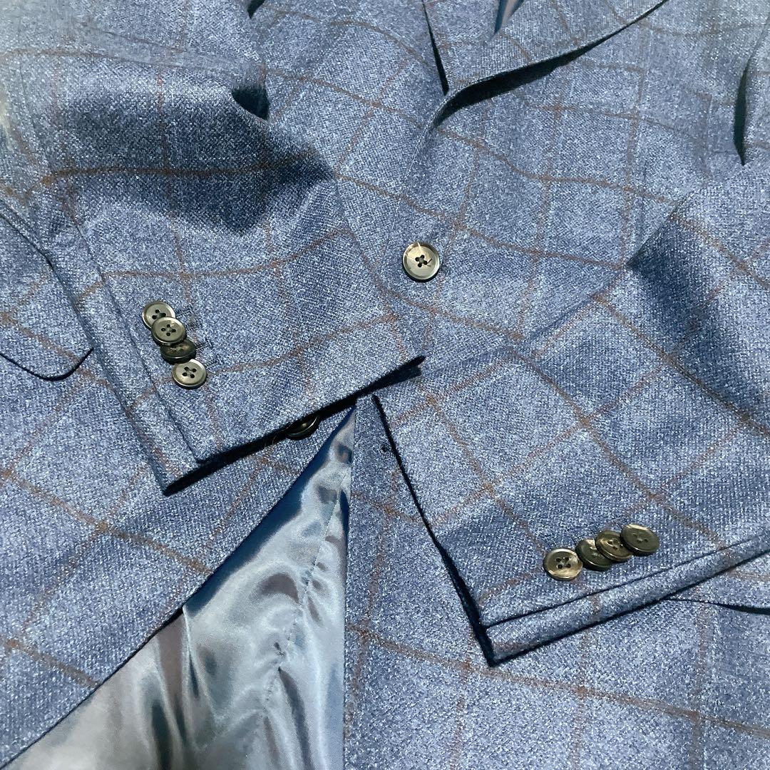 UNIVERSAL LANGUAGE REDAブルーチェックウールジャケット