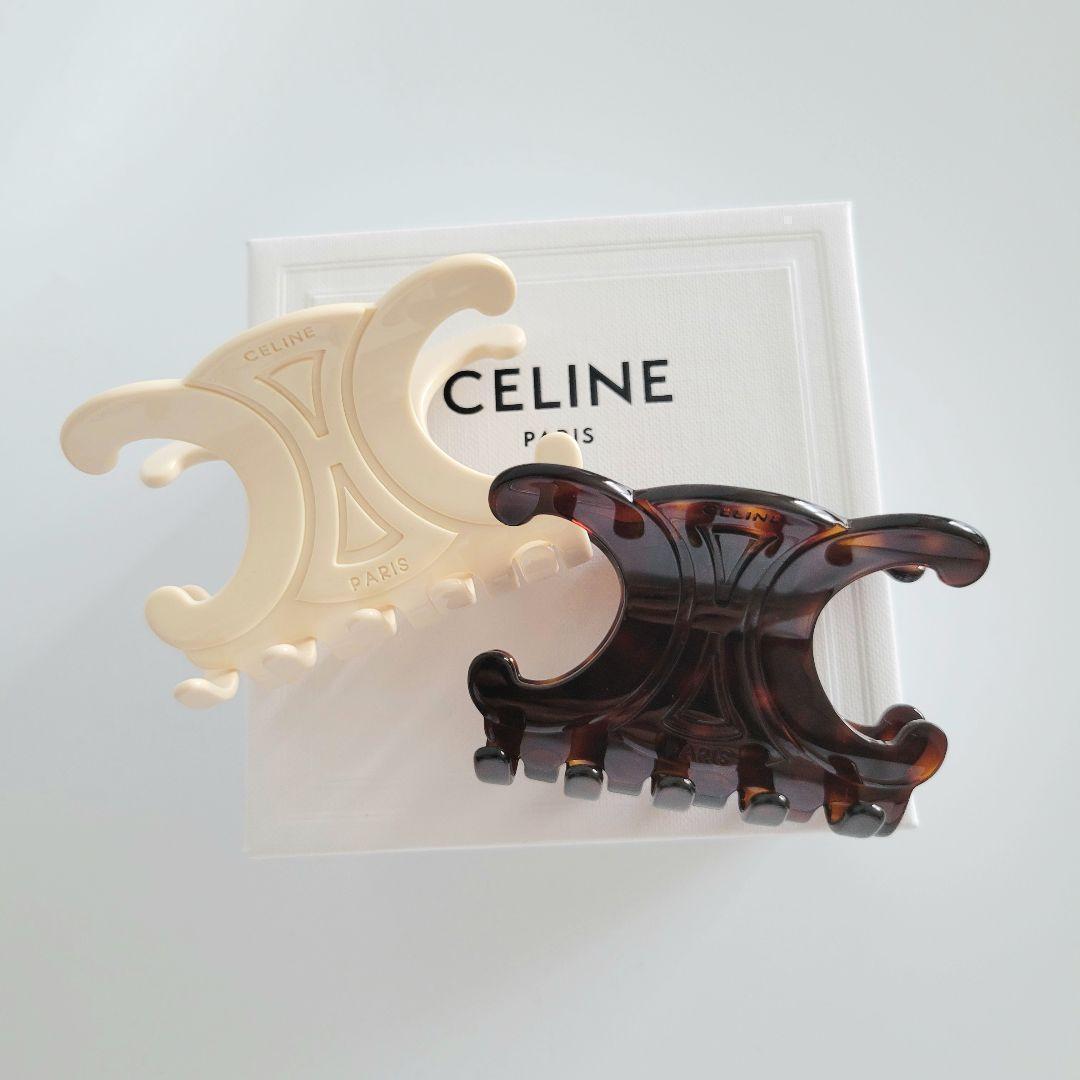 【新品未使用】CELINE/セリーヌ トリオンフ ヘアクリップ ダークハバナ