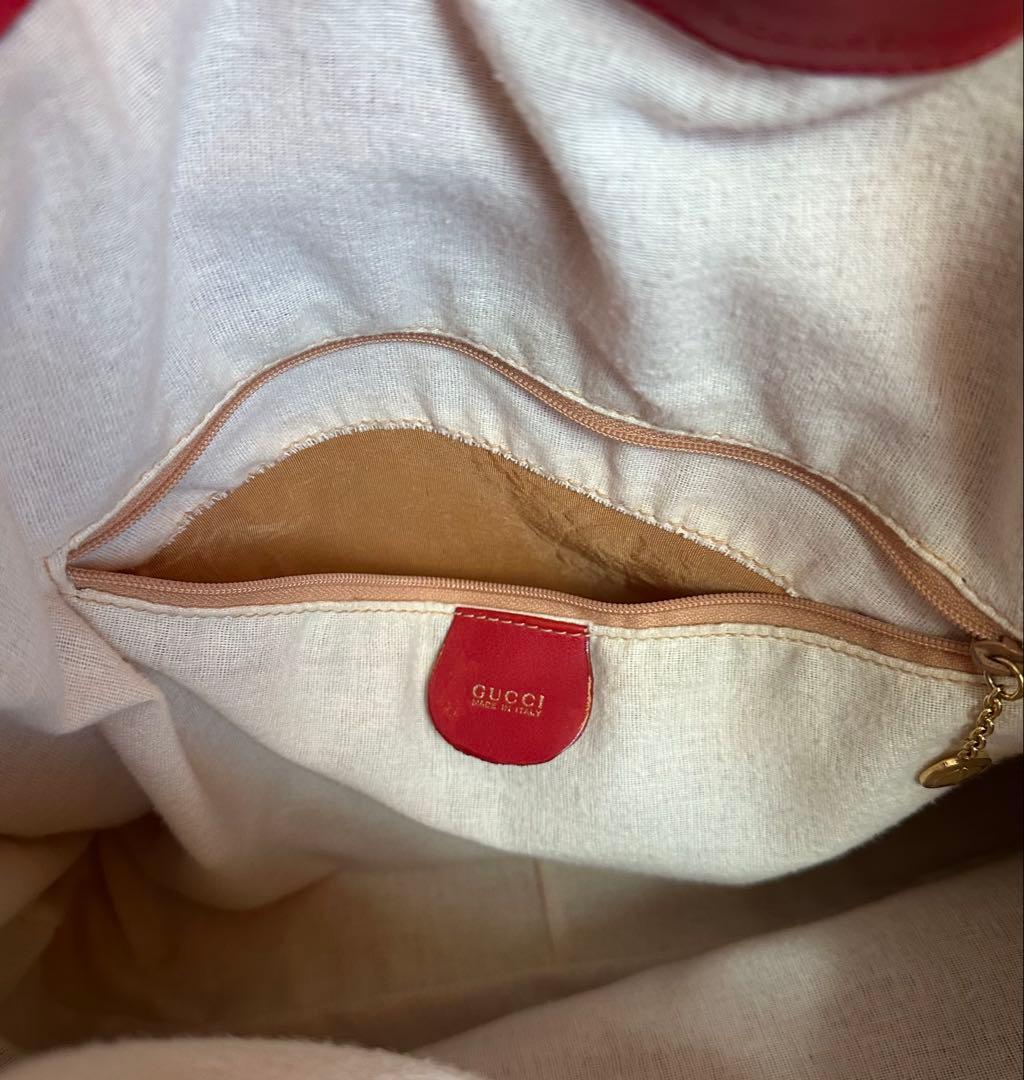 美品♪オールドグッチ　バンブートート大　赤