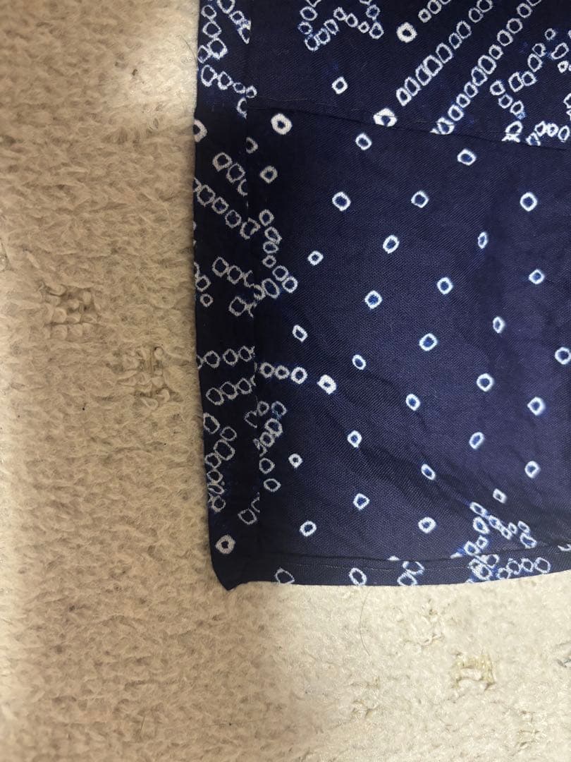 絞り浴衣　単品　藍色　花火と星模様 やまと　綿　高級浴衣