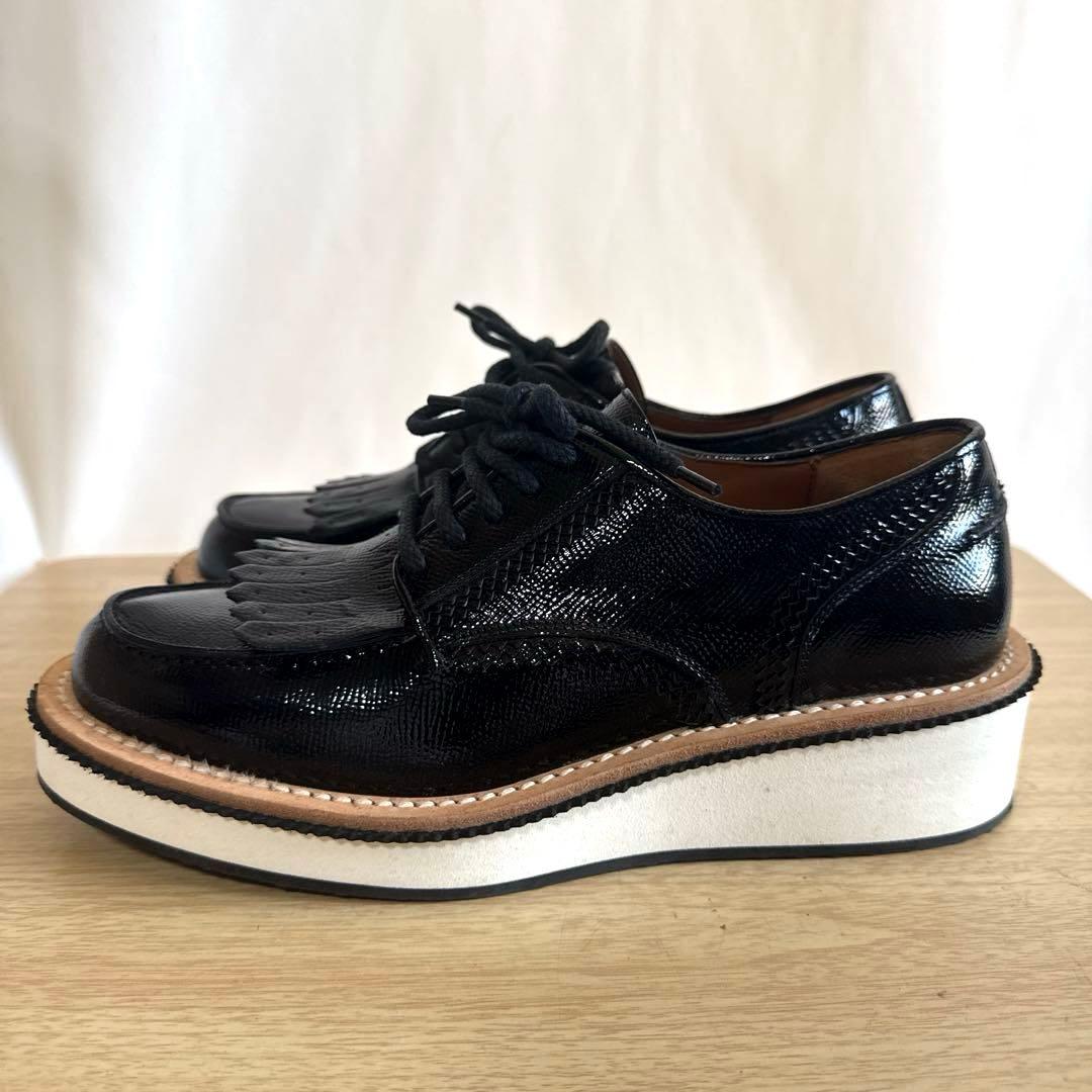 【極美品】GIVENCHYジバンシィブラックレザー フリンジ ローファー 厚底