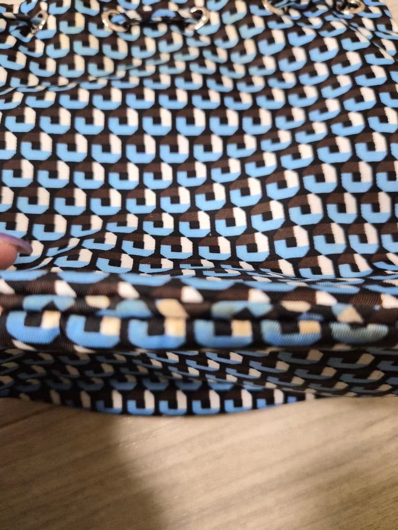 PRADA 青黒パターン 巾着型ショルダーバッグ