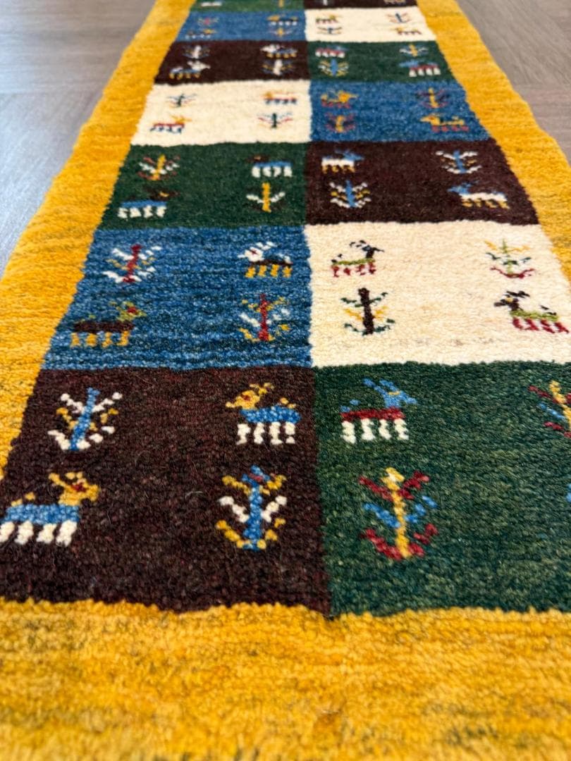 120x42cm ペルシャギャッベ ランナー (ギャベ) ペルシャ絨毯 ギャッベ