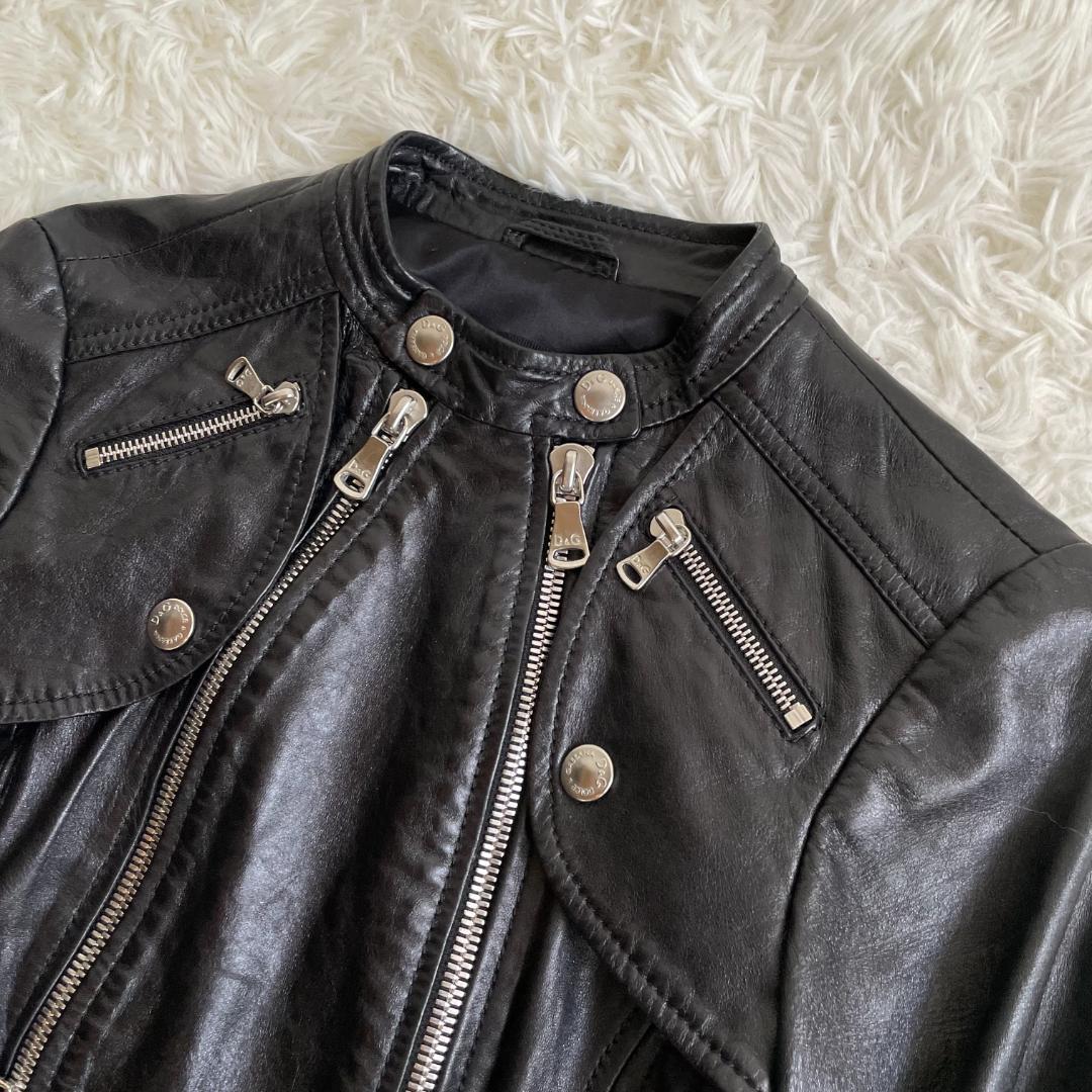 希少デザイン ドルチェ&ガッバーナ ラムレザージャケット マルチジップ M相当