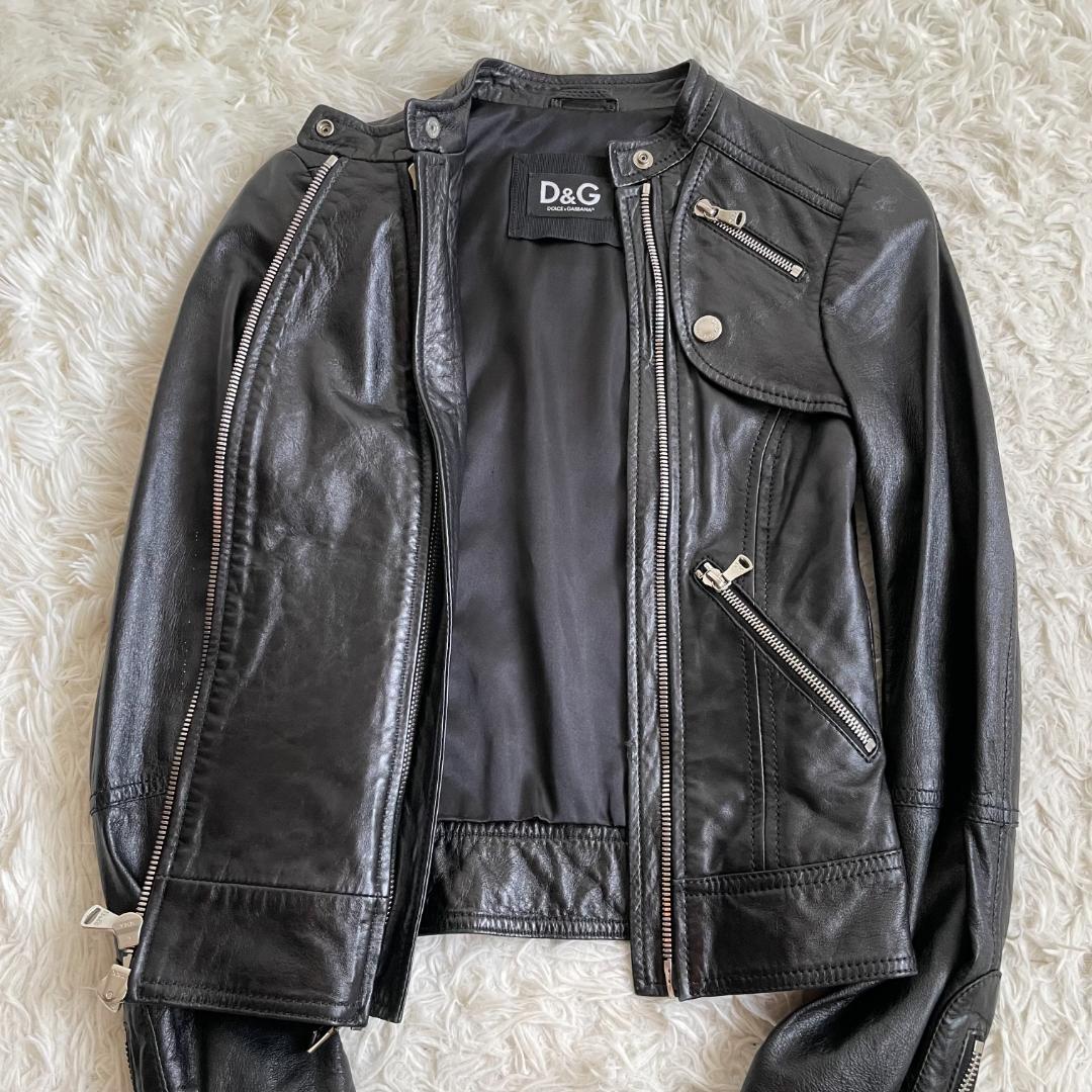 希少デザイン ドルチェ&ガッバーナ ラムレザージャケット マルチジップ M相当