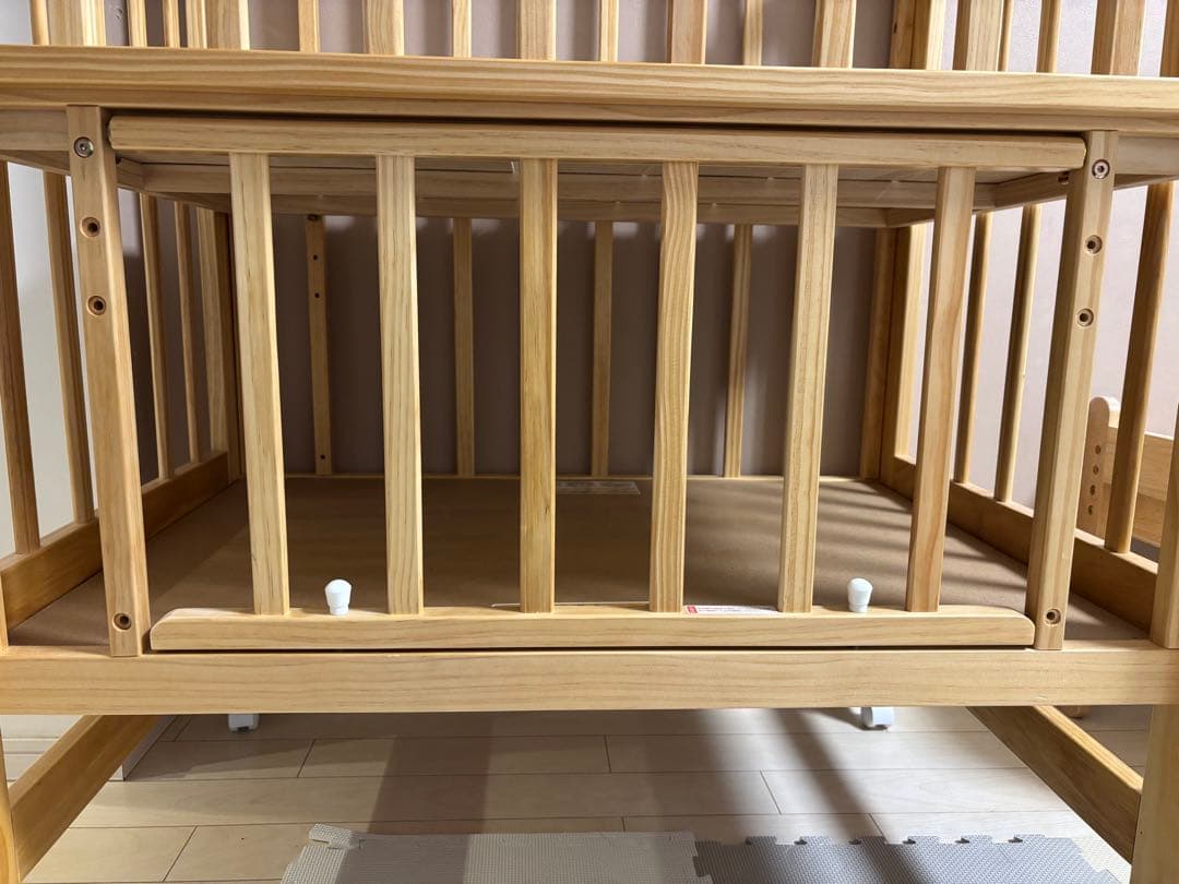 【美品】katoji ベビーベッド　ミニサイズ　ハイポジション