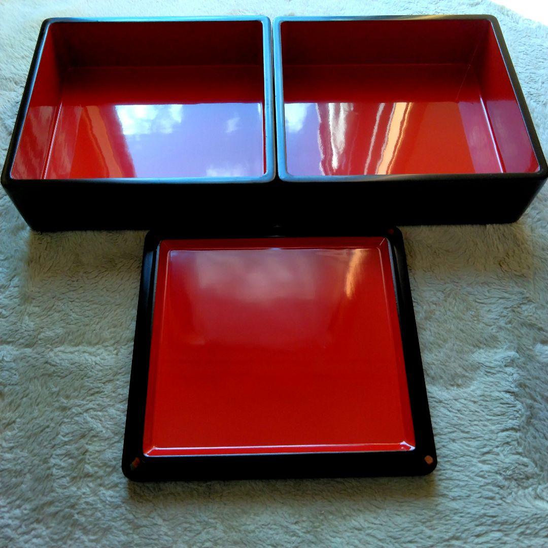 黒塗 二段重箱 漆黒 内朱塗 本漆 金彩 木製懐石 輪島塗 会津塗 好きな方へ