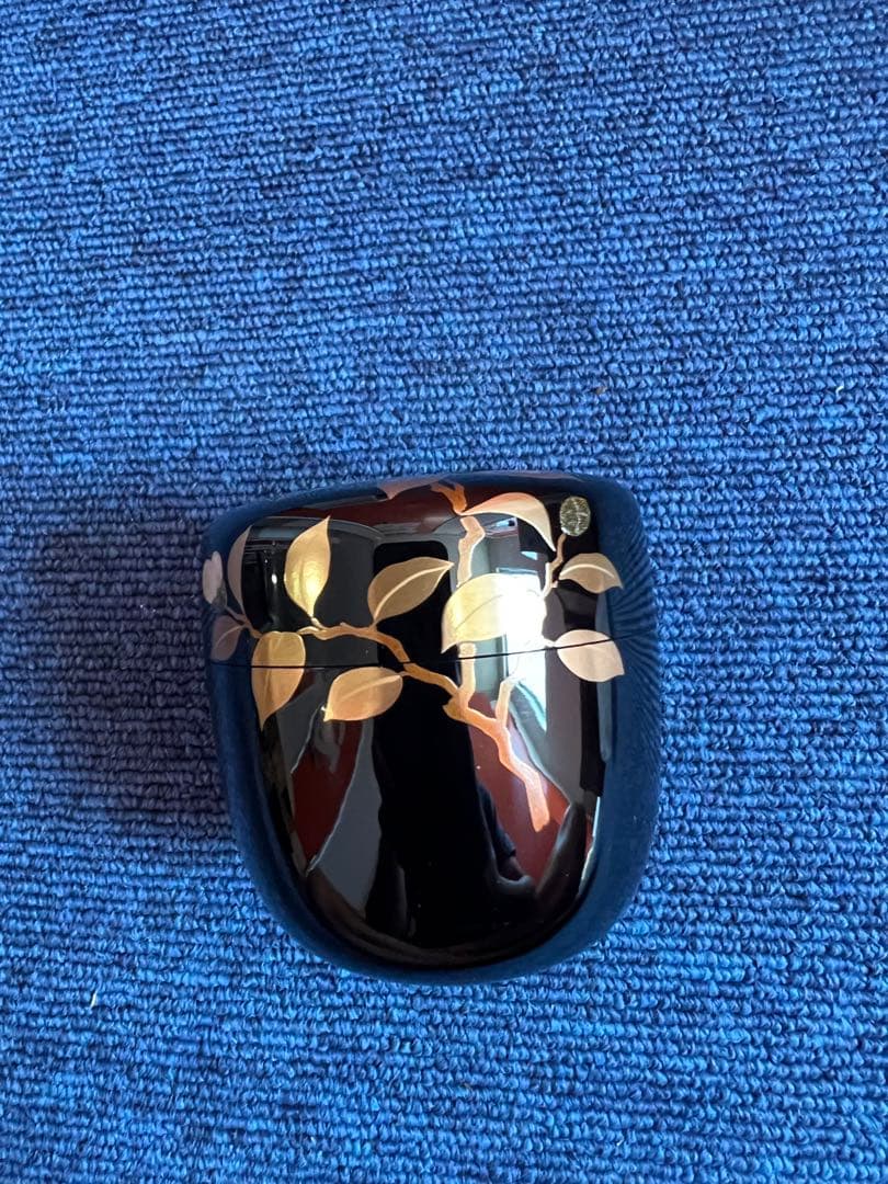 992 茶道具　加賀蒔絵師　田中宗凌　椿　蒔絵　中棗　金彩　未使用