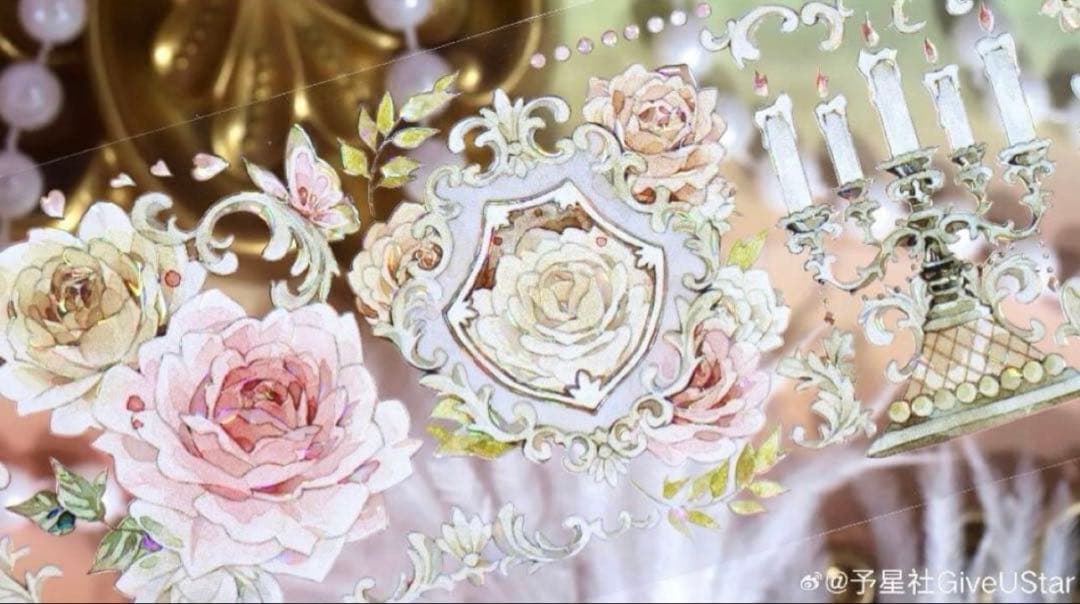 贝壳光 6cm×5m 日落月桂 海外マステ　海外マスキングテープ　花　バラ