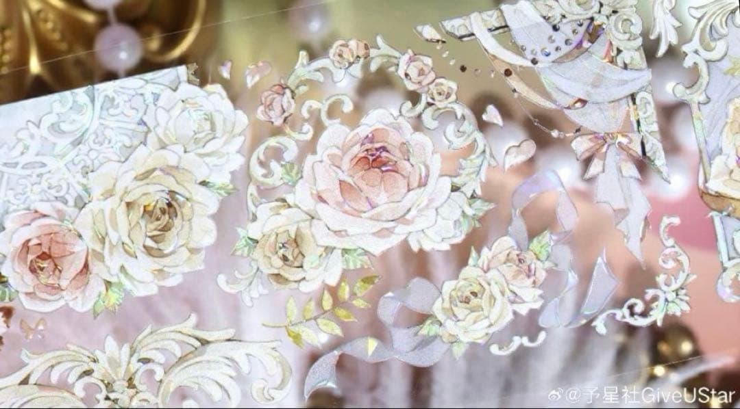 贝壳光 6cm×5m 日落月桂 海外マステ　海外マスキングテープ　花　バラ