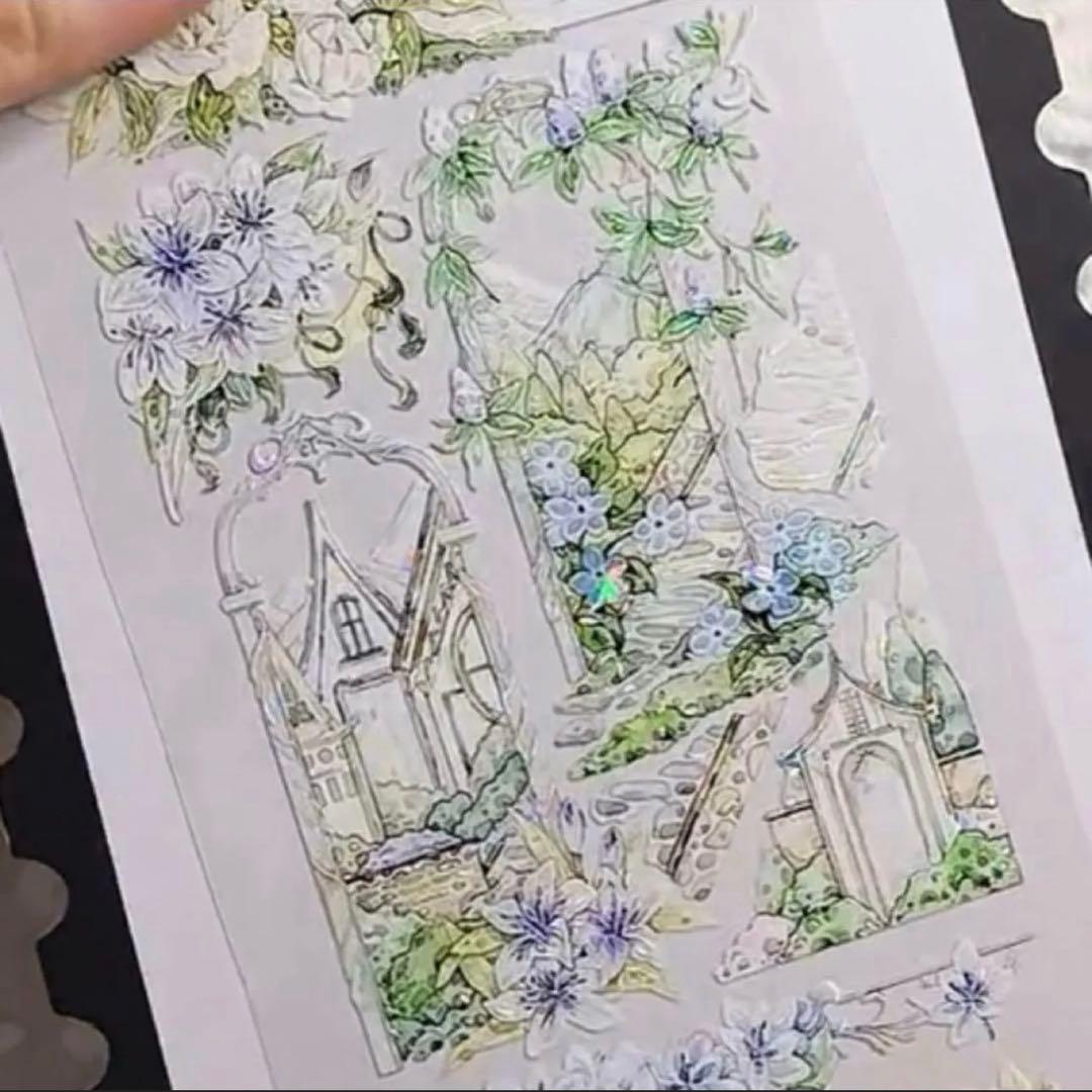 贝壳光 7cm×10m 花溪潺潺 海外マスキングテープ　海外マステ