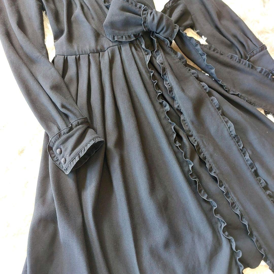 ADORE ワンピース サイズ38 黒 ラップワンピース リボン