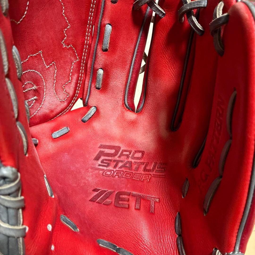 ZETT PROSTATUS 軟式グローブ レッド　投手用　※発送可2/19以降