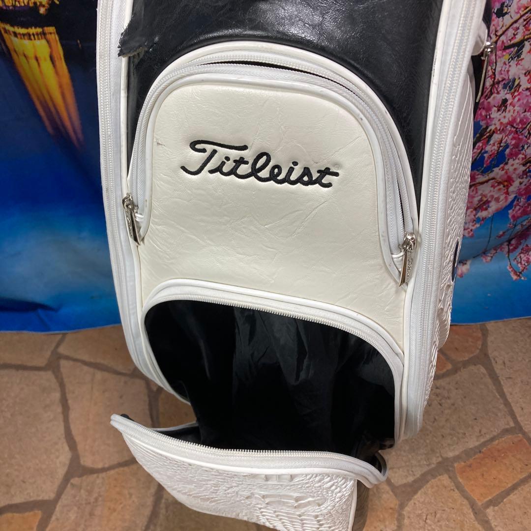 寶BU-1106 タイトリスト キャディバッグ クロコダイル型押し ホワイト