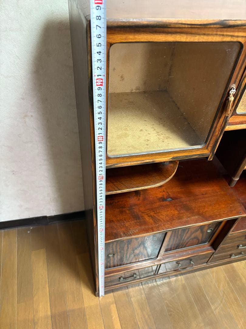 昭和レトロ 木製　アンティーク　箪笥 引き戸　古家具　和家具