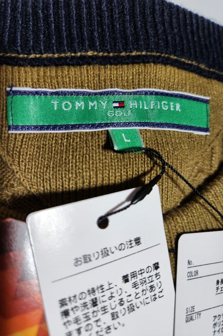 トミーヒルフィガー　ケーブルニットセーター カーキ 新品タグ付き