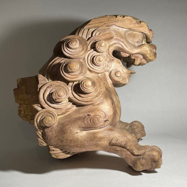 ◆希少品 木鼻獅子 木彫 仏教美術 室町時代◆