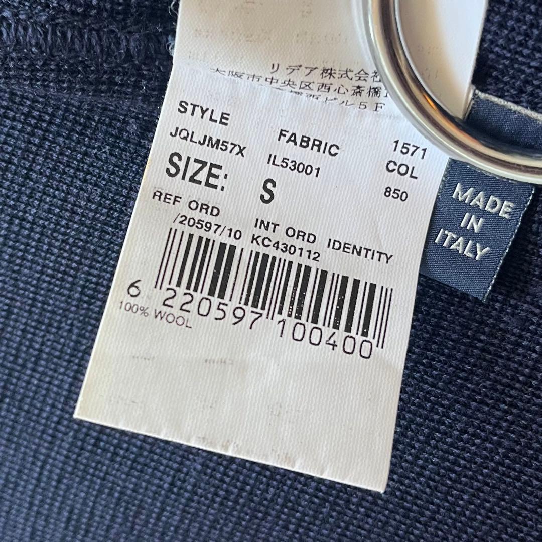 <美品>LARDINI ネイビー 金ボタン ウール ニットジャケット サイズS