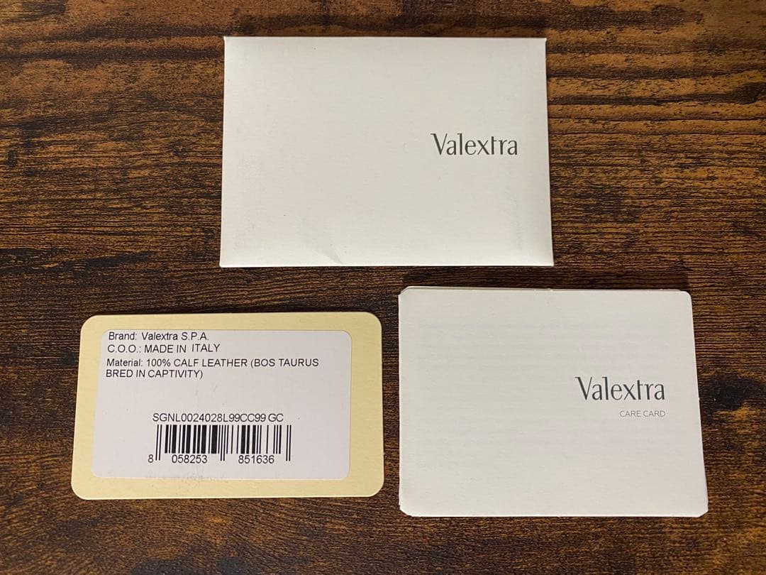 Valextra グレー 二つ折り名刺ケース 箱/保存袋付き