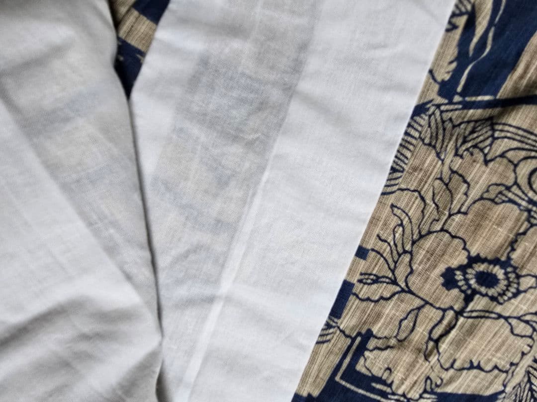 日本橋竺仙 レア柄杯に牡丹市松美品奥州小紋単品