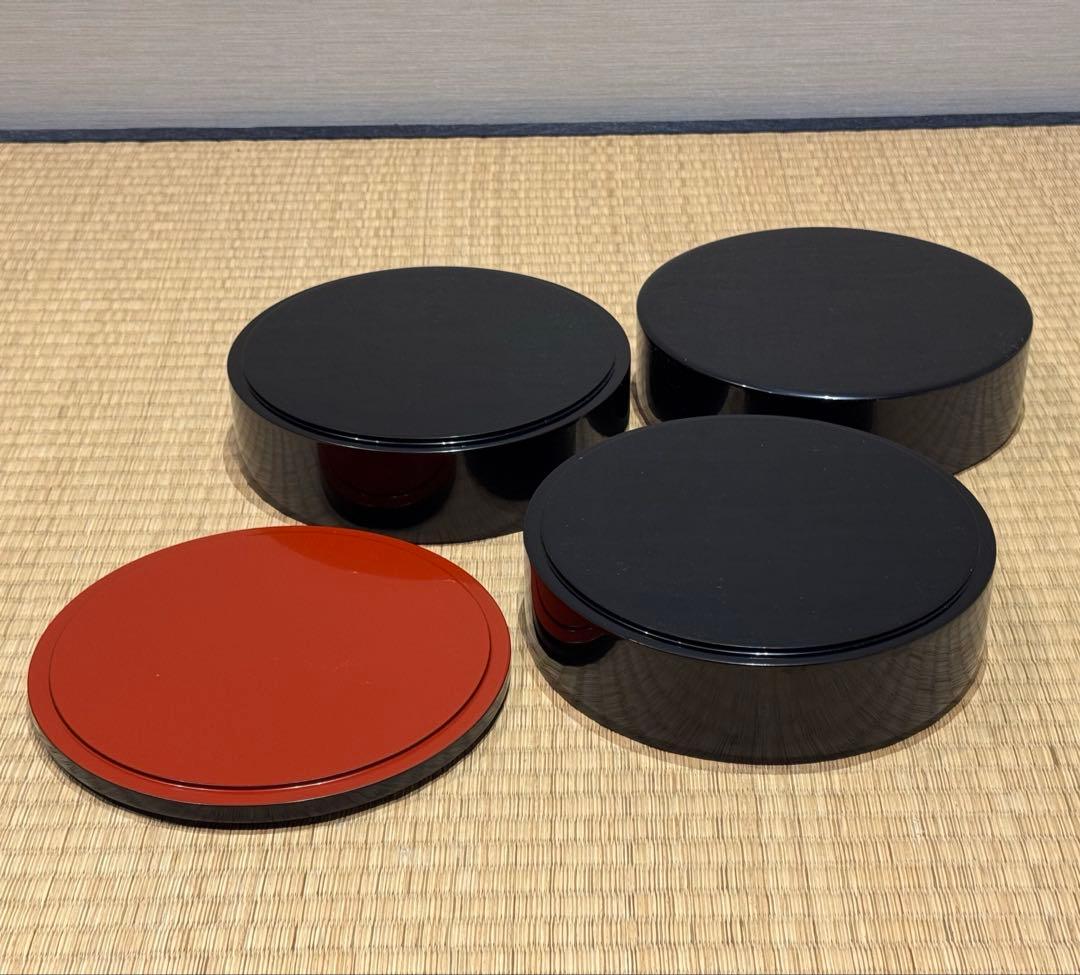 輪島塗 池盛漆器謹製 本堅地 網代沈金 丸重 共箱 美品