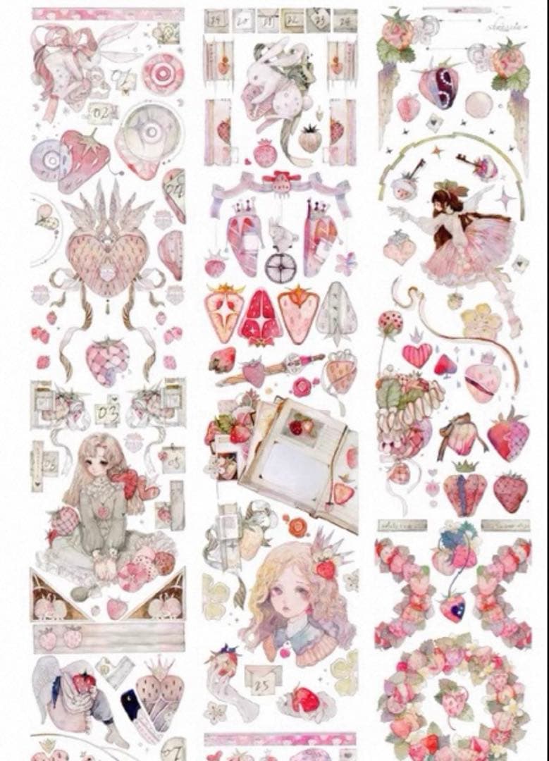 PET 7cm×10m 半熟草莓 海外マステ　树下下下　苺　イチゴ　いちご