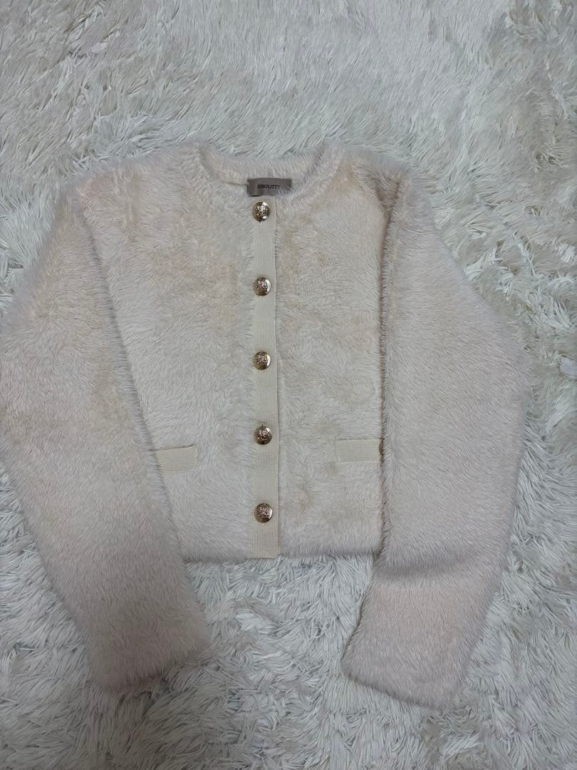 ジャスグリッティー ファーリージャケットライクカーデ