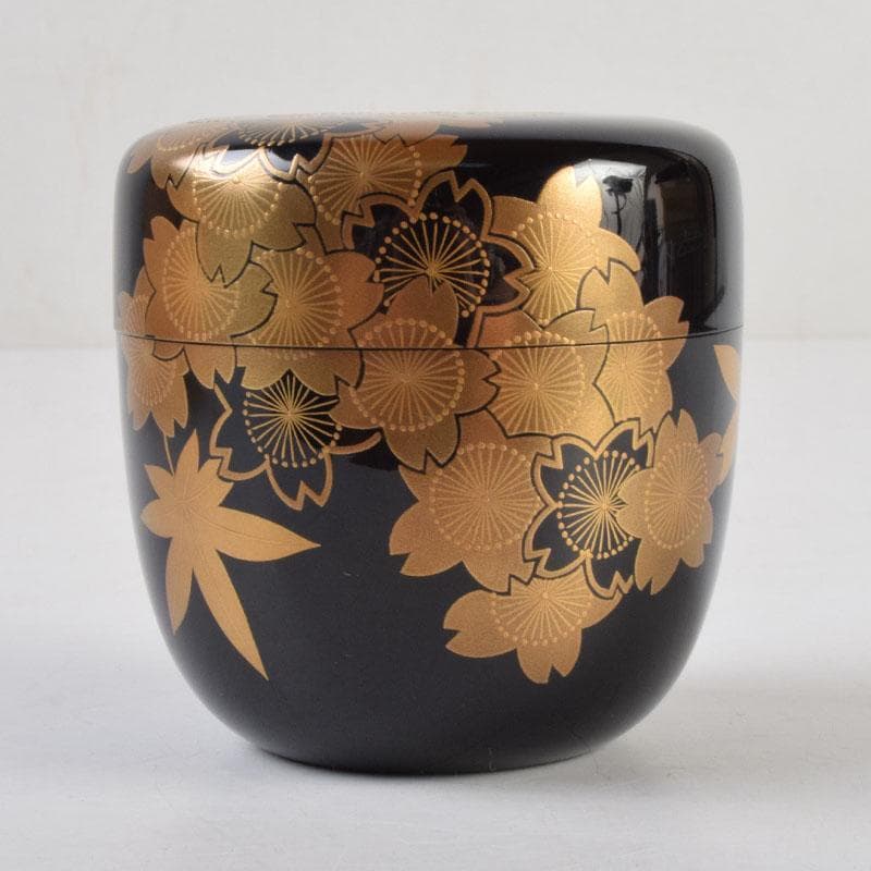 茶道具　黒塗　春秋蒔絵　棗　時代箱　V　8762