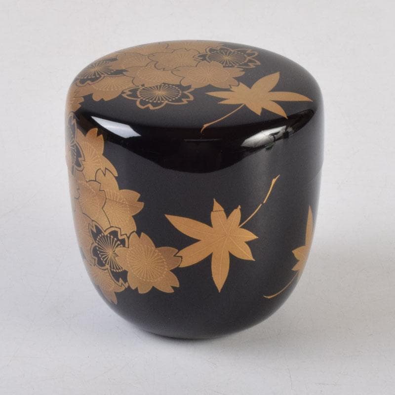 茶道具　黒塗　春秋蒔絵　棗　時代箱　V　8762