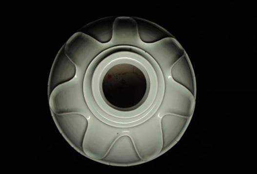 瀧田項一 「 白磁貼文大壺 」 花入 花器　共箱有