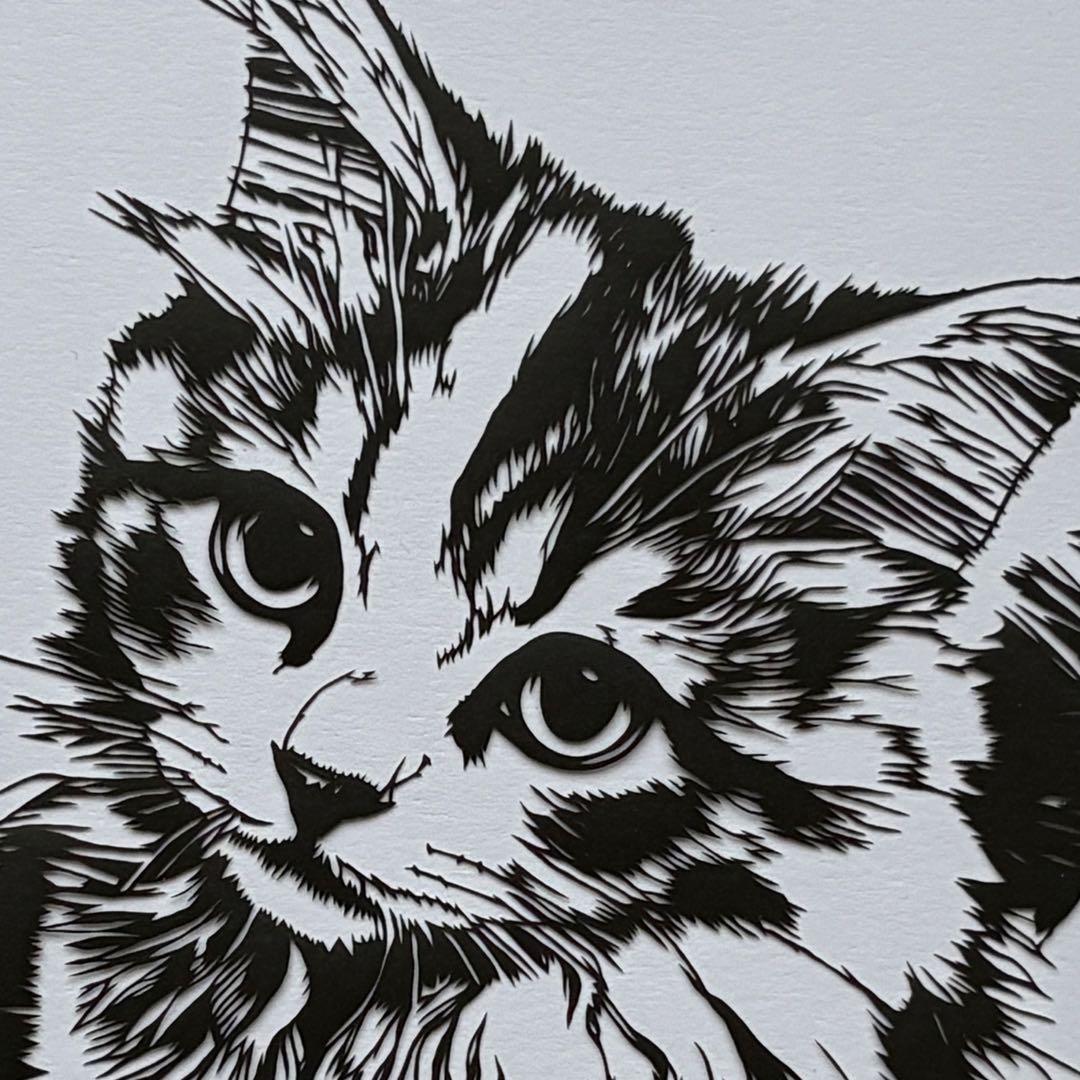 ス*ル様 【原画】切り絵『スコティッシュフォールド』　アート　絵画　額縁　猫　イ