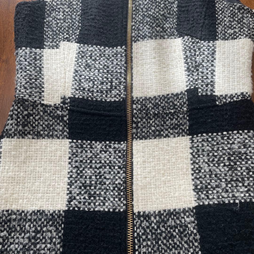 sheller シェリエ ジップアップ チェック ツィード ワンピース