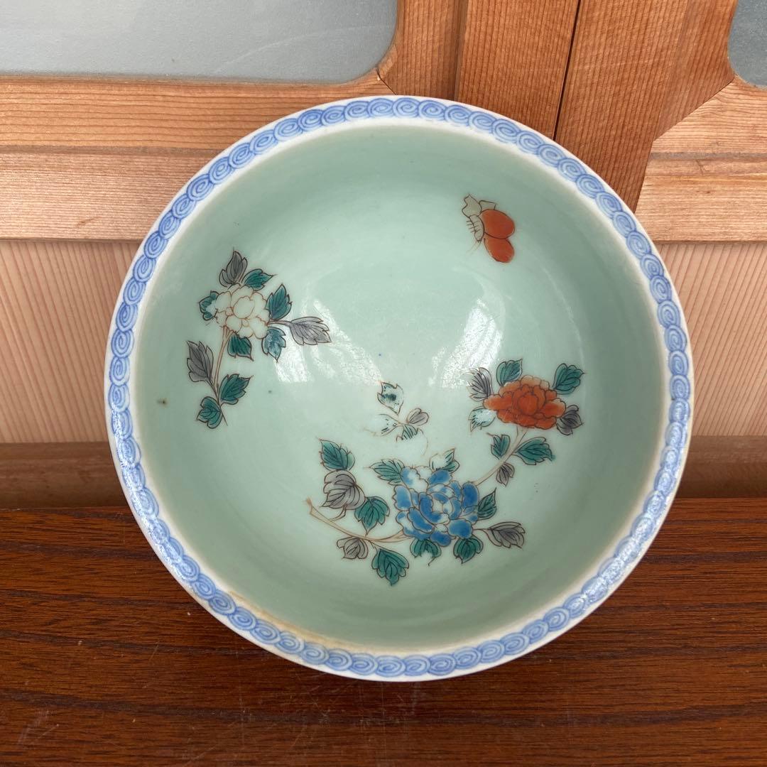 古伊万里色絵折枝牡丹文玉縁鉢 江戸時代