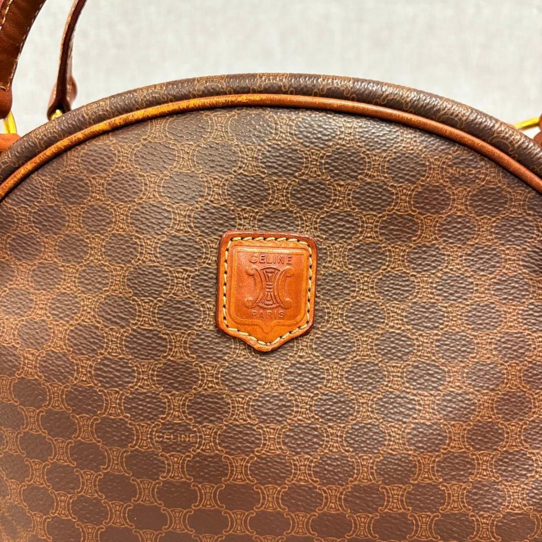 美品CELINE セリーヌ マカダム トリオンフ ハンドバッグ ブラウン PVC