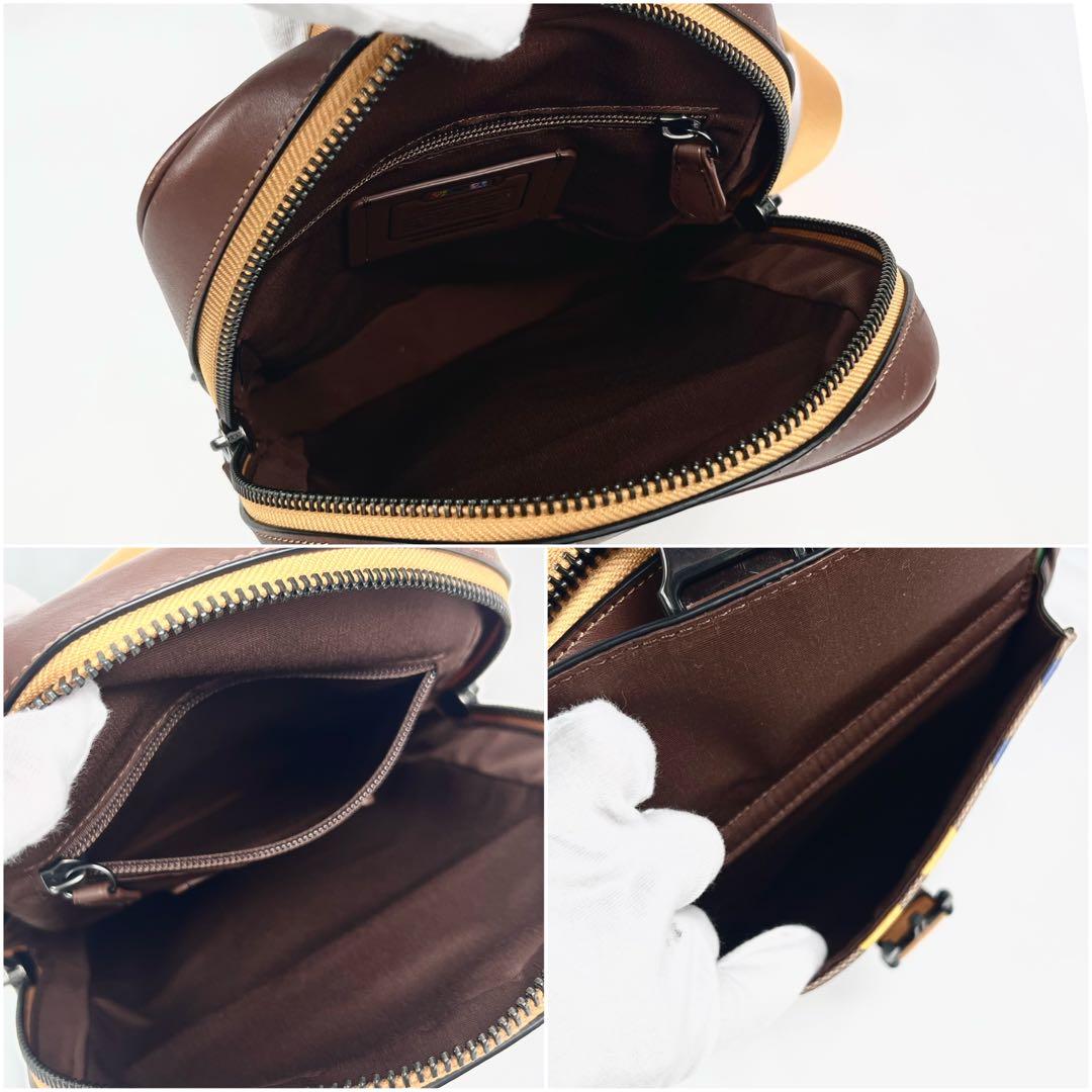 美品 COACH コーチ クロスボディ シグネチャー レザー マルチカラー