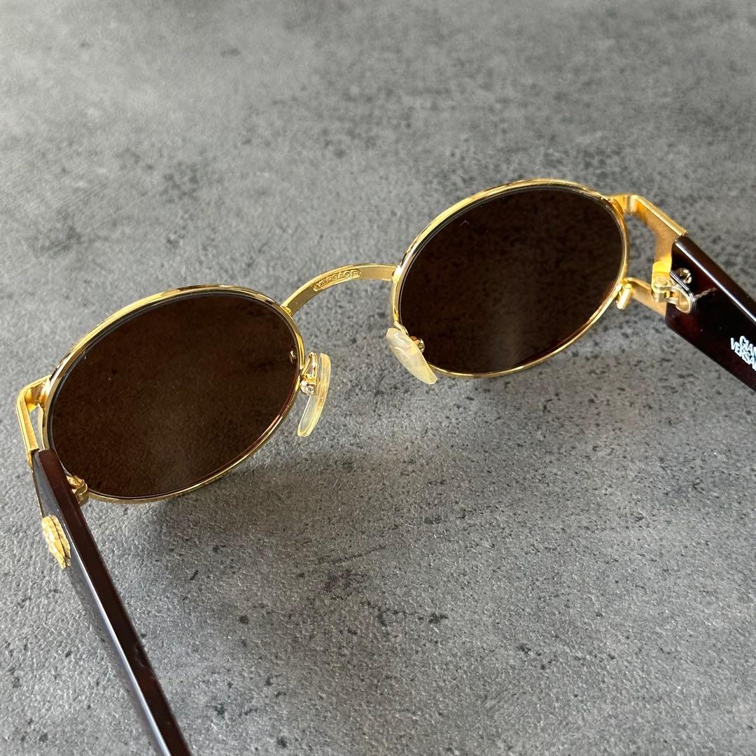 VERSACE メデューサ 鼈甲 金縁 フルリム オーバル サングラス②