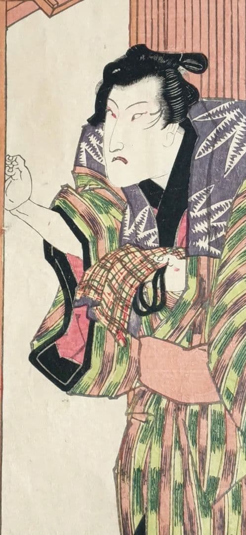 浮世絵版画、仮名手本忠臣蔵瀬川菊之丞、歌川国貞画三枚綴り内の1枚売り文政9年出版