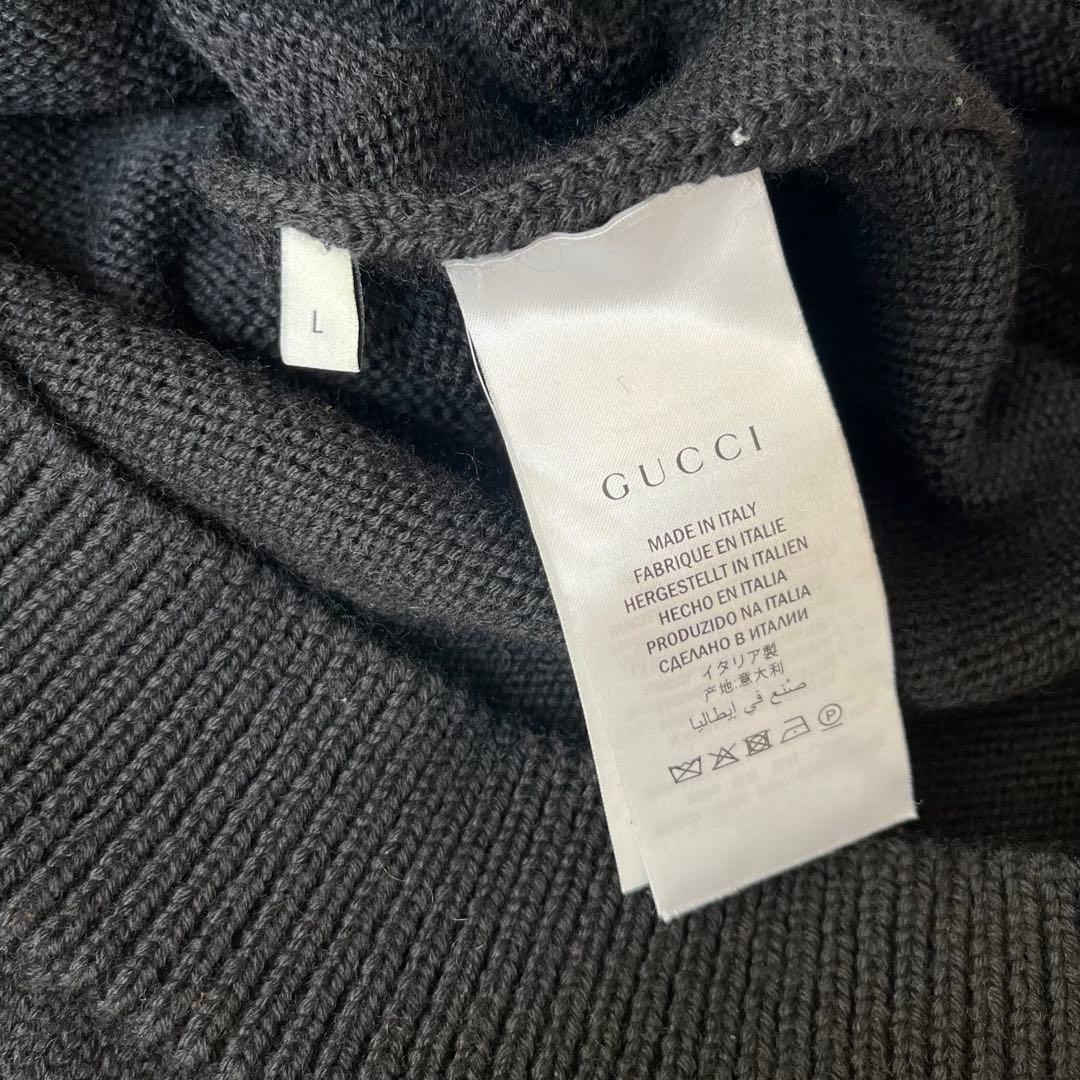 美品 グッチ ビー アップリケ Vネック セーター 蜂 ニット トップス