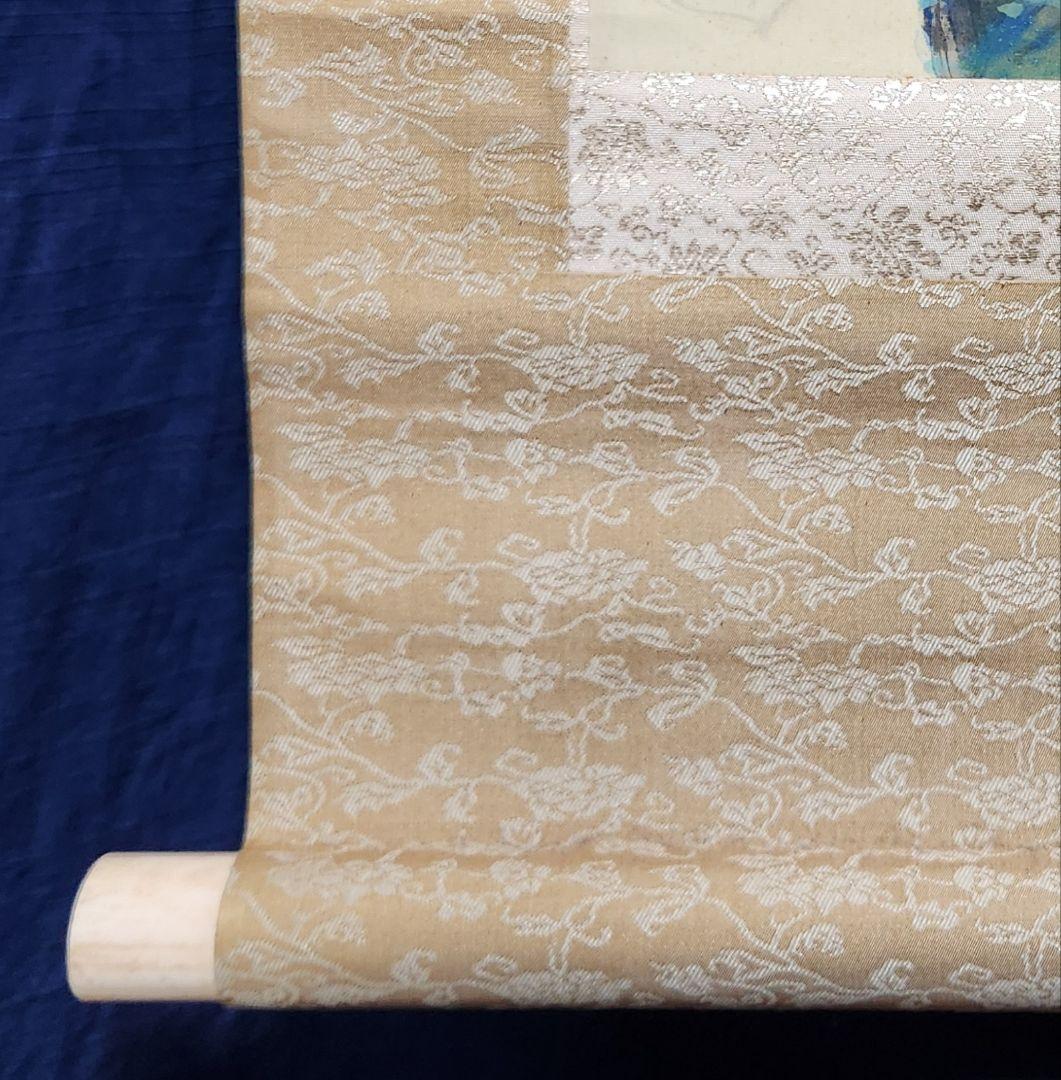 【桃源訪友図】森月城 1010 桃源郷 桃 掛け軸 肉筆 共箱