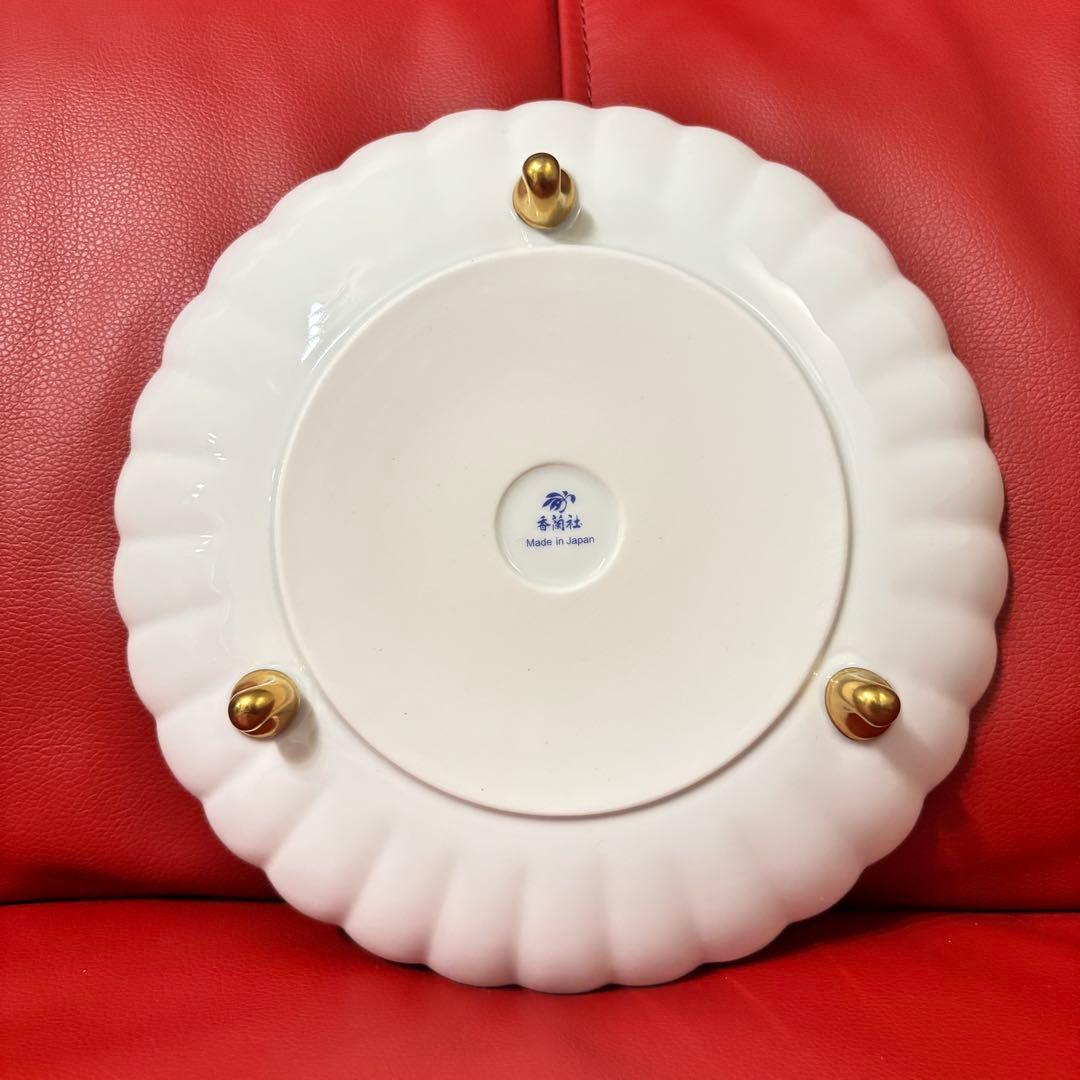 希少 三ツ足 染錦白梅蘭 香蘭社