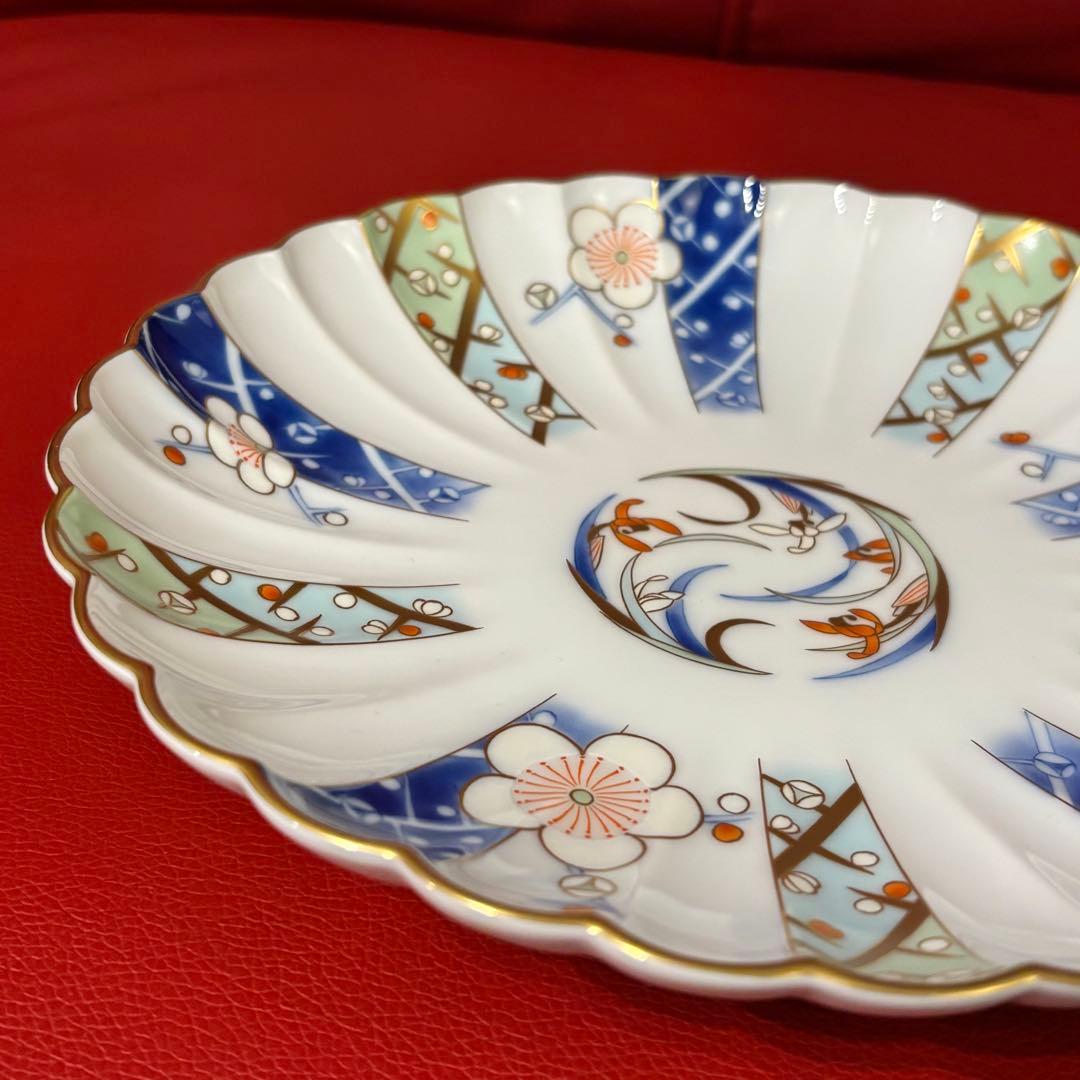 希少 三ツ足 染錦白梅蘭 香蘭社