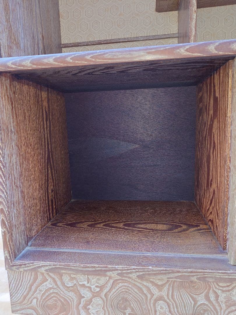 木製 飾り棚 ガラス戸 引出し キャビネット 昭和レトロ アンティーク 茶棚 箱