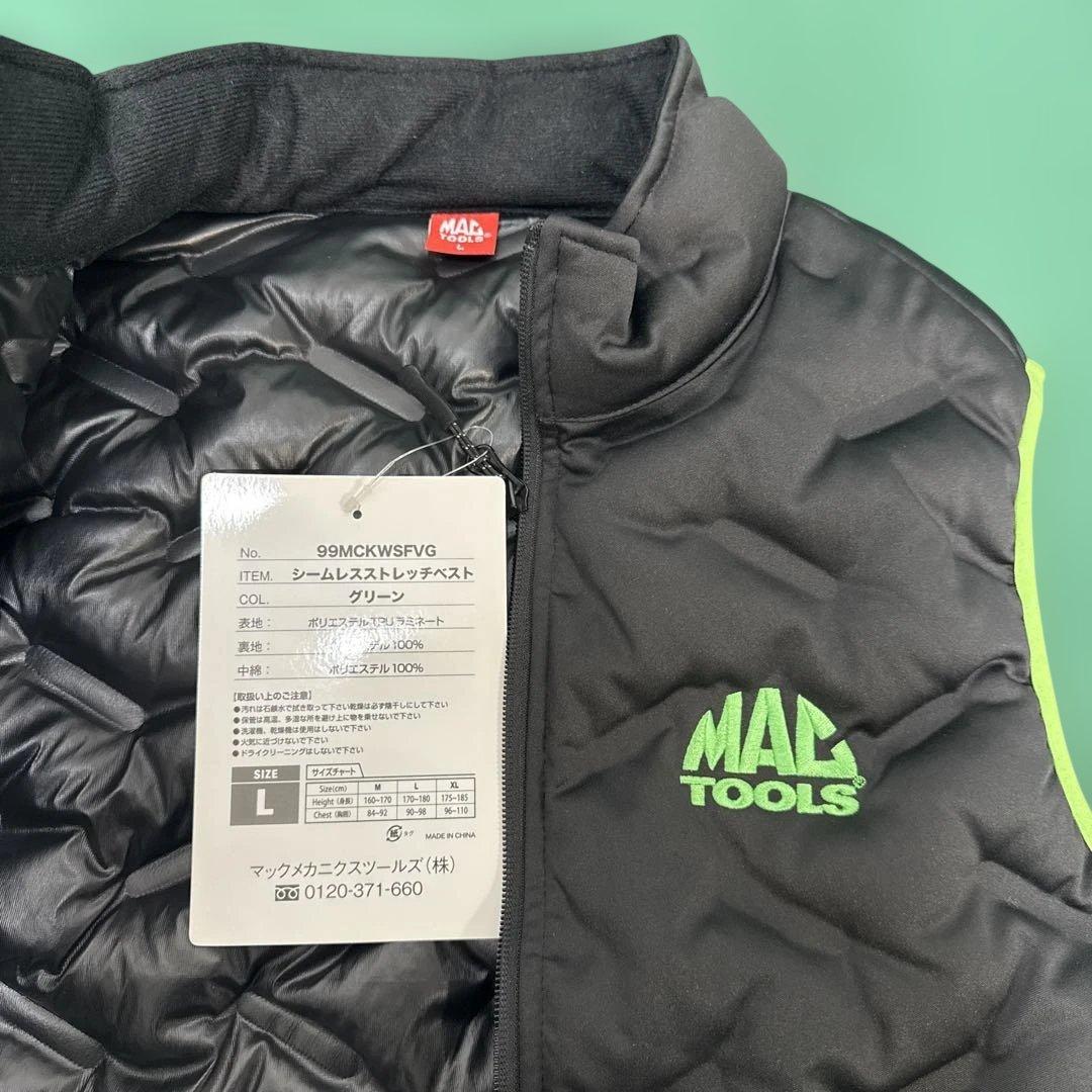 MACTOOLS マックツール シームレスベスト ブラック×グリーンLサイズ