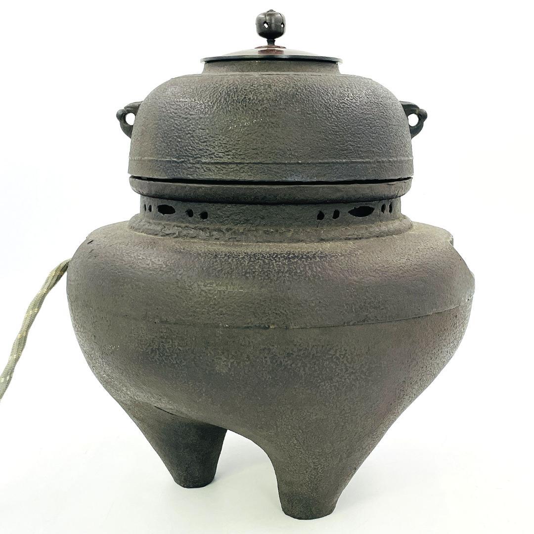 あしろ鉄 茶道具 鉄製 風炉釜 切合釜 鉄鬼面風炉 無鉛 炭型電熱器