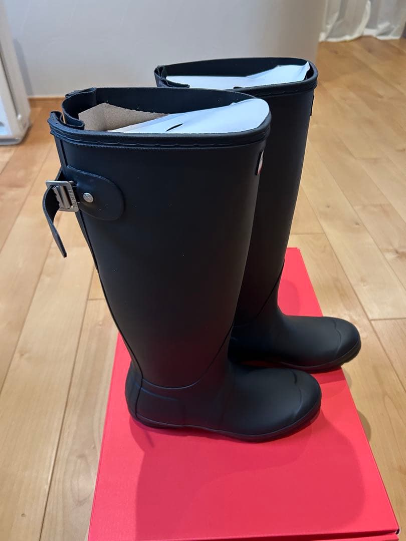 HUNTER ブラック 長靴 バックストラップ付き