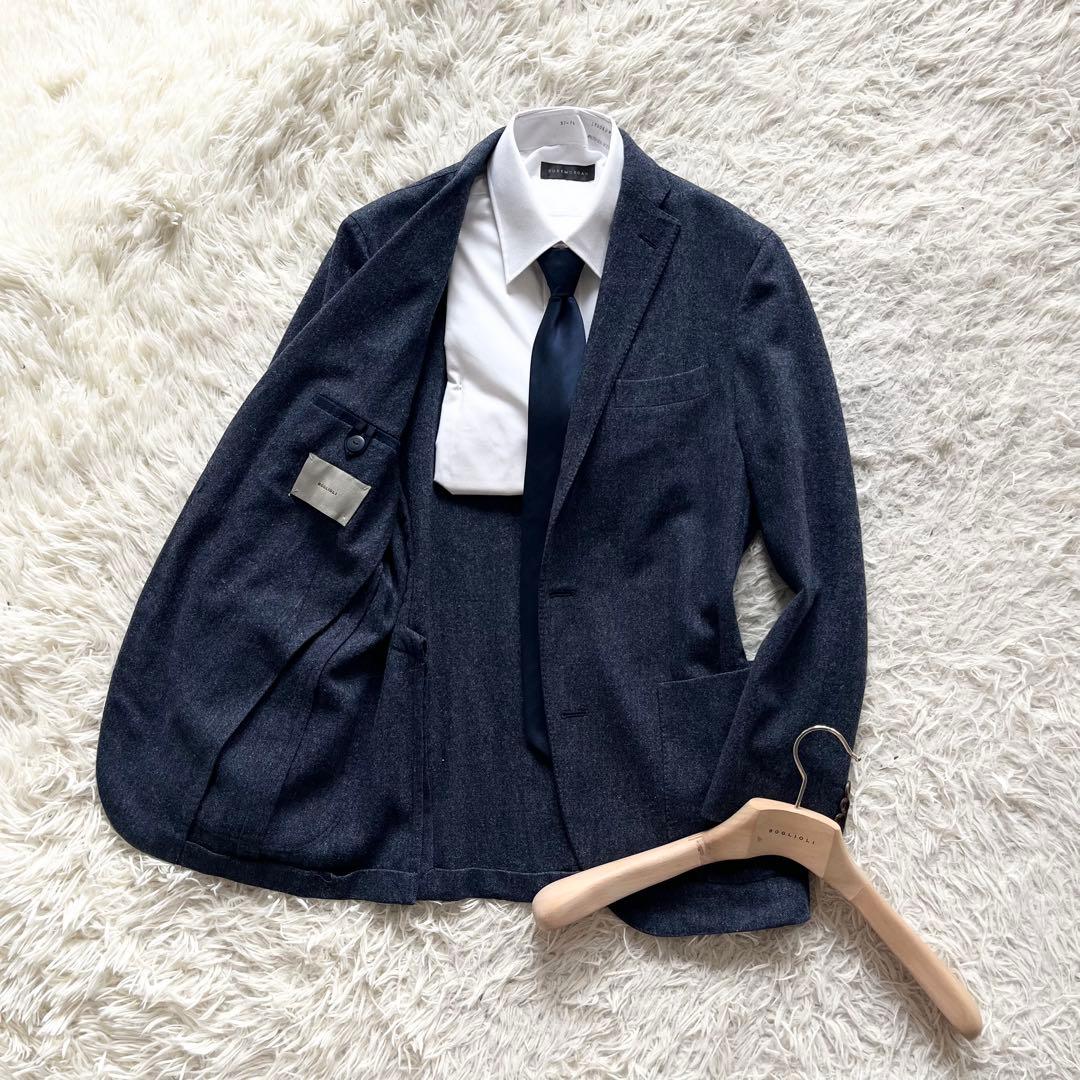 <美品>BOGLIOLI ネイビー ウール カシミヤ ジャケット サイズ46