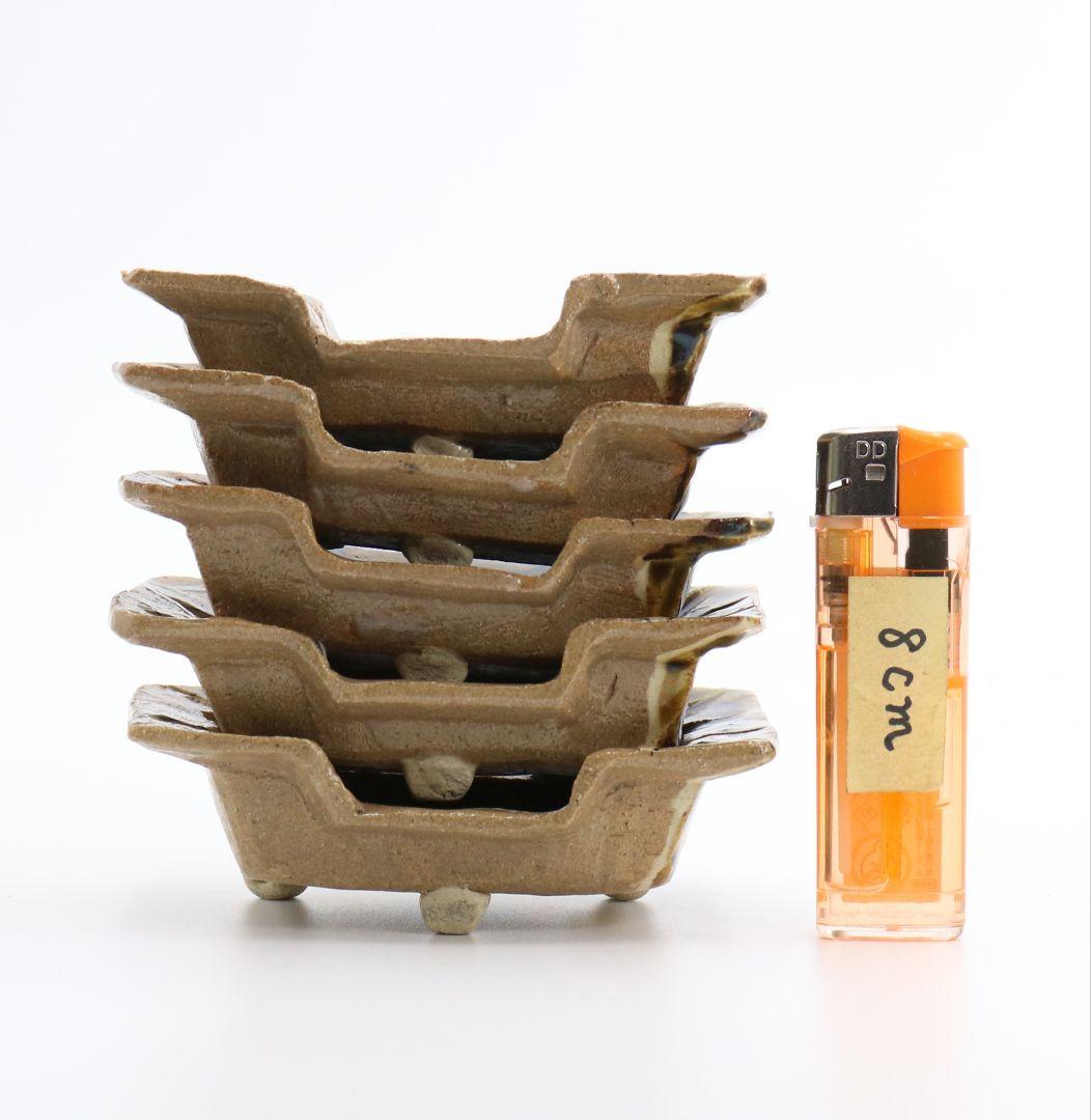 北大路魯山人作 織部四方向皿 五客 向付 共箱　DR295　KZ